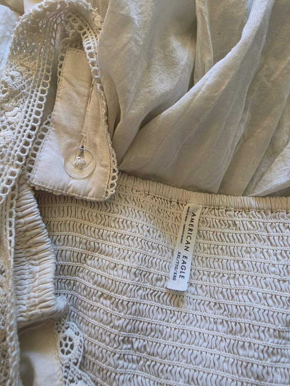 American Eagle Size XXL White Maxi Dress Eyelet - Picture 6 of 6